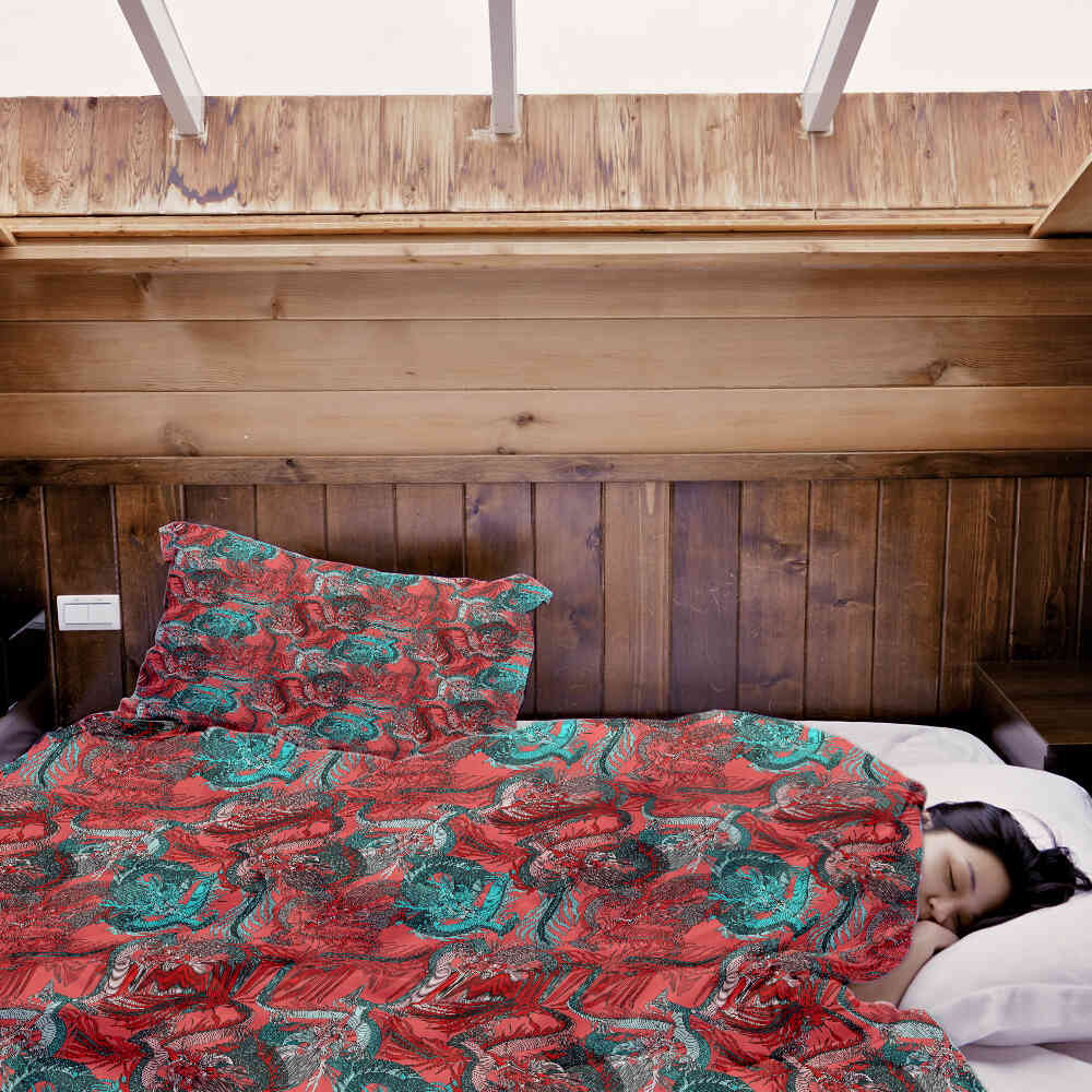 Couverture thérapeutique originale - Housse en coton abstrait rouge