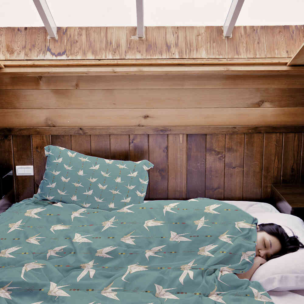 Couverture thérapeutique originale - Housse en coton Housse Origami Cygne