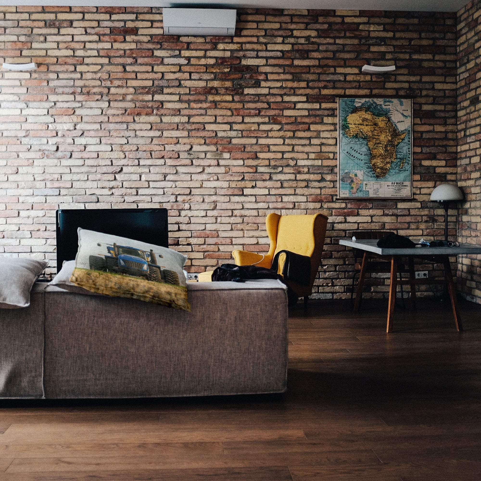 Health pillow tractor in blue