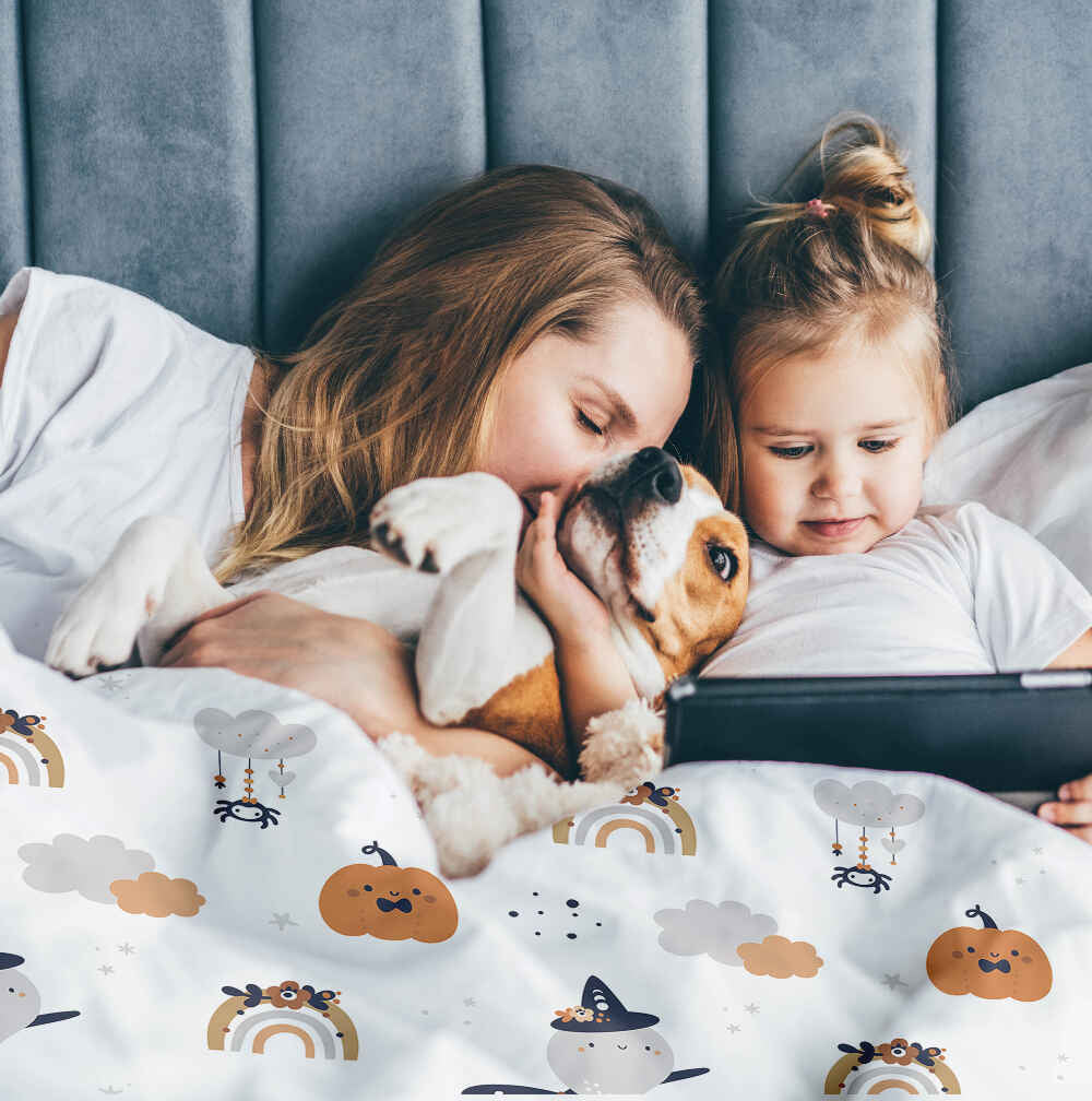 Couverture thérapeutique originale - Housse en coton blanc automne