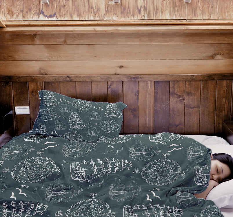 Couverture thérapeutique originale - Housse en coton avec bateaux