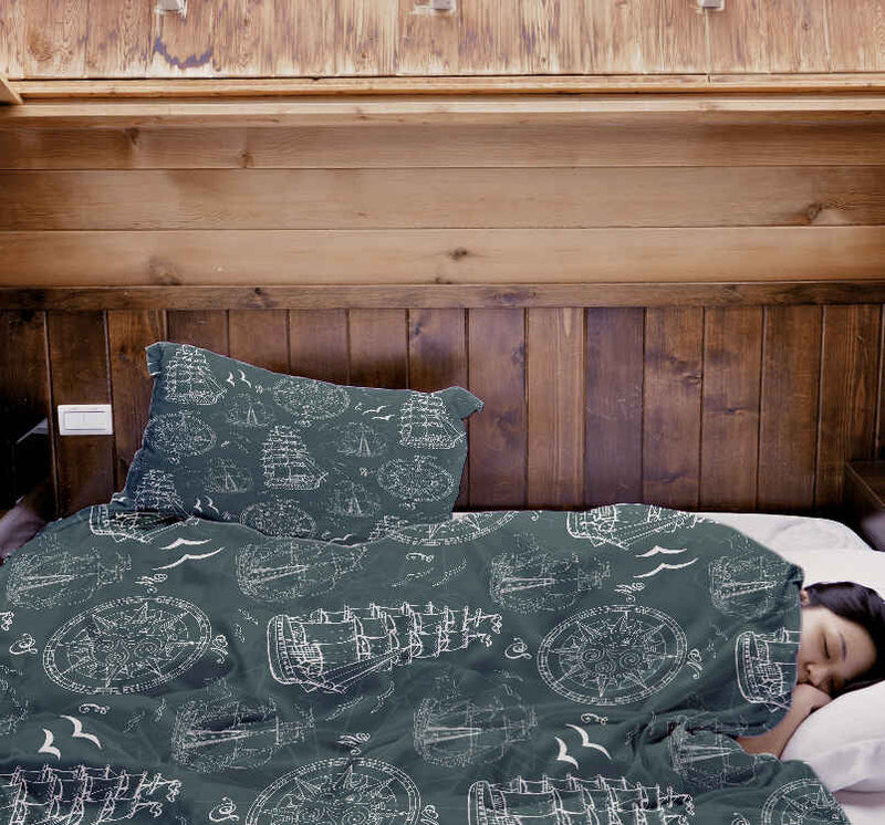 Original therapy blanket - cotton cover with ships