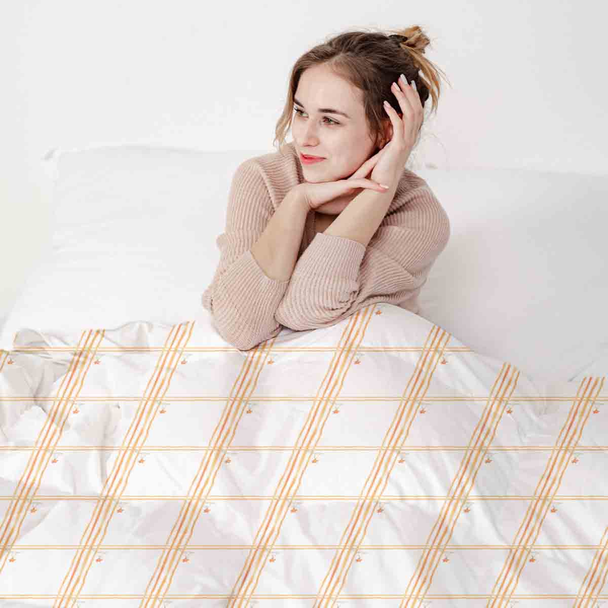 Original Therapy Blanket - Cotton Bedding Set Yellow Check