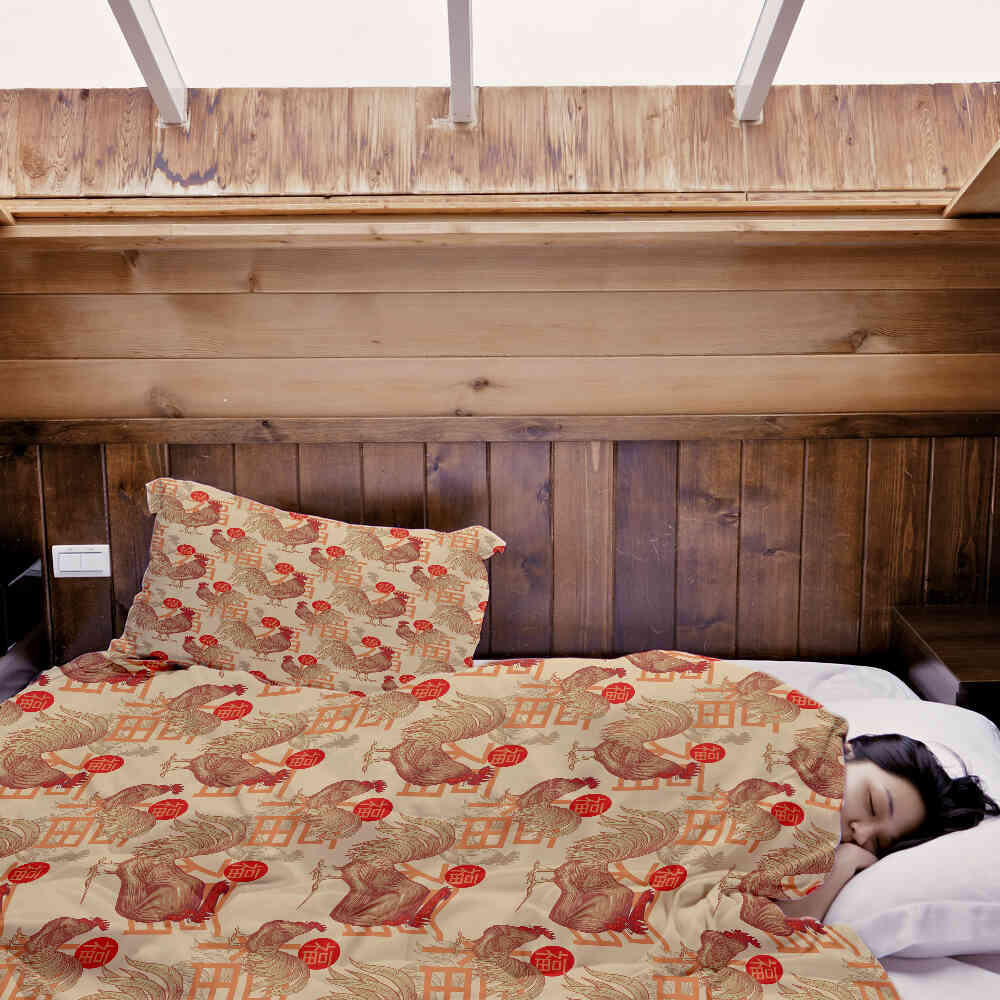 Ensemble de literie avec couverture thérapeutique Coq chinois
