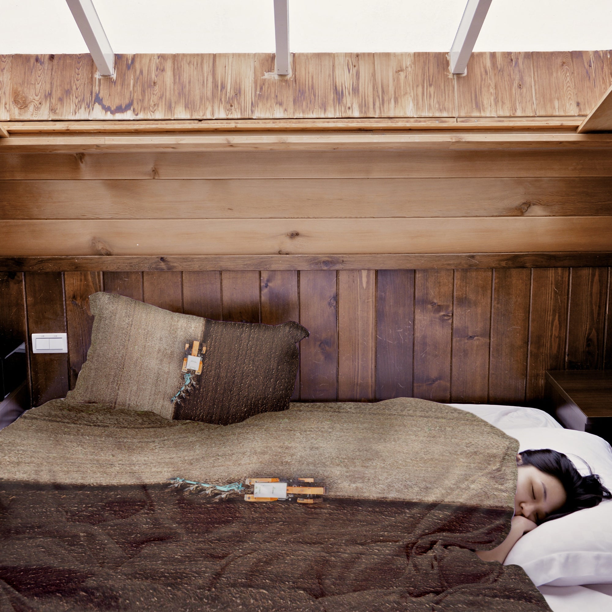 Original therapy blanket - cotton cover brown farmland