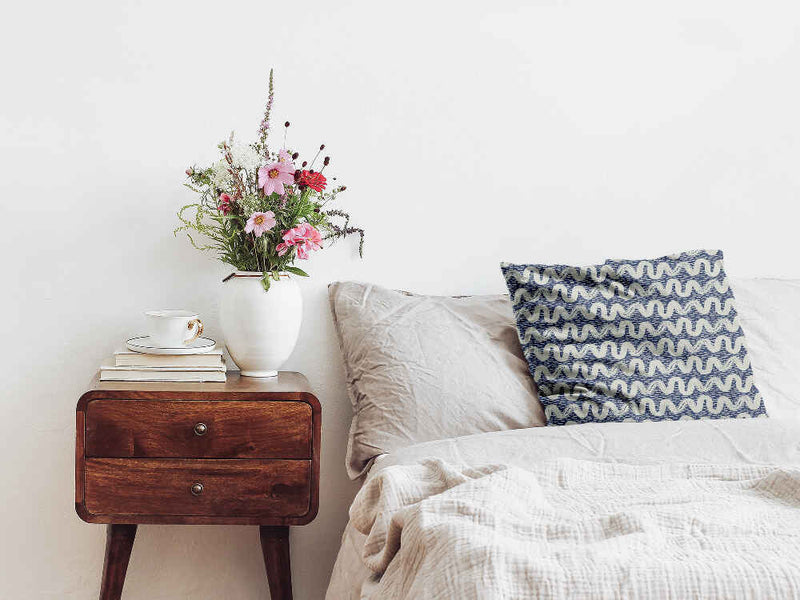Health pillow blue white waves