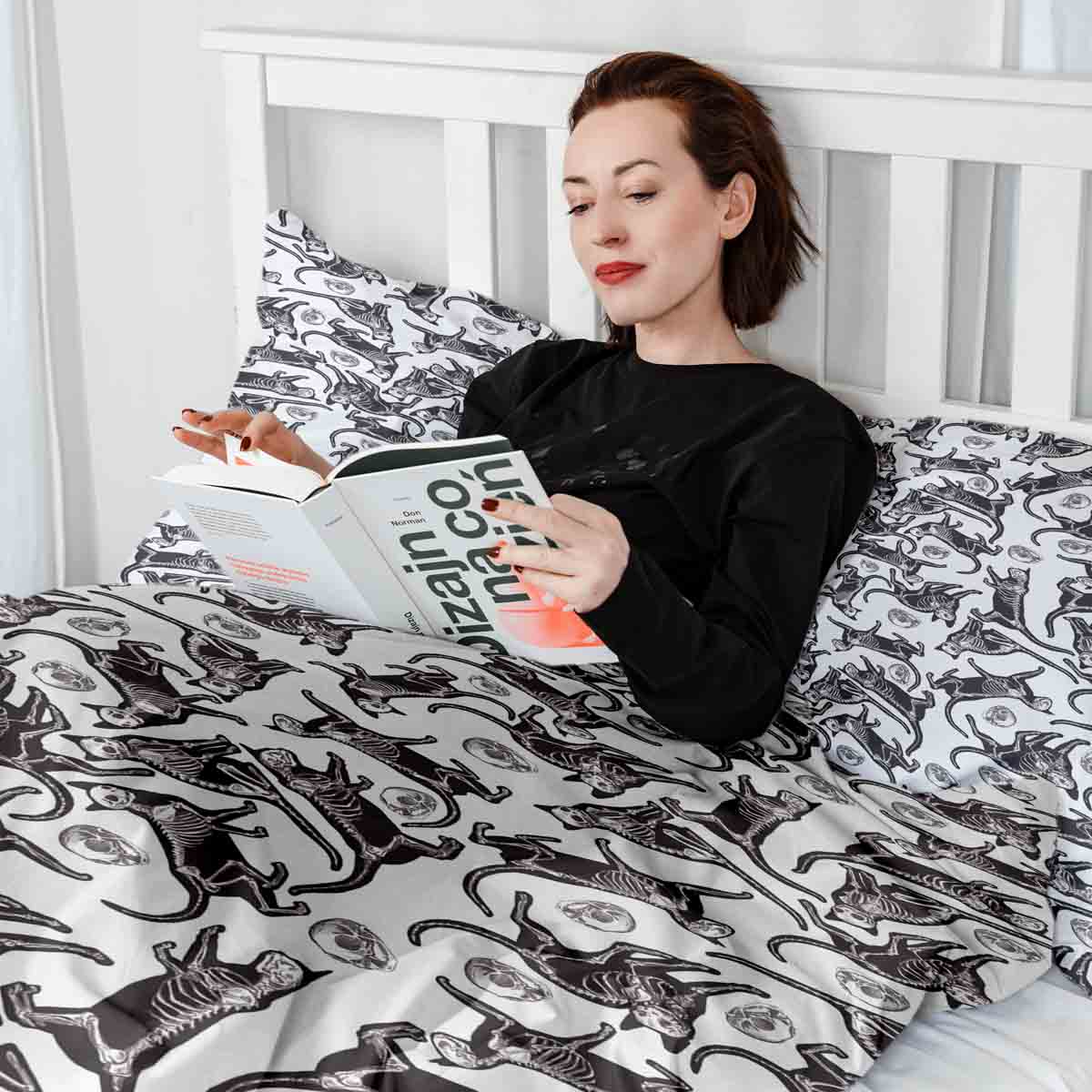 Couverture thérapeutique originale - Housse en coton Chat d'Halloween