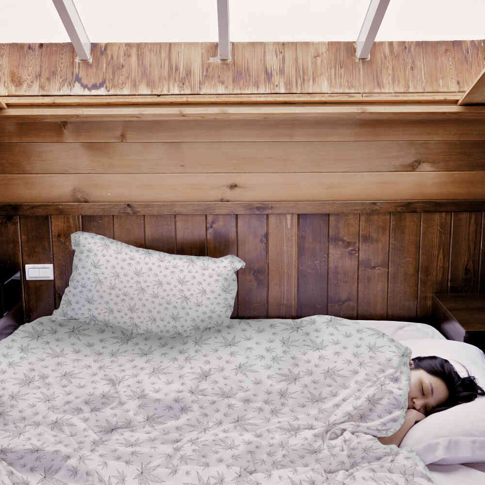 Ensemble de literie avec couverture thérapeutique gris avec lierre