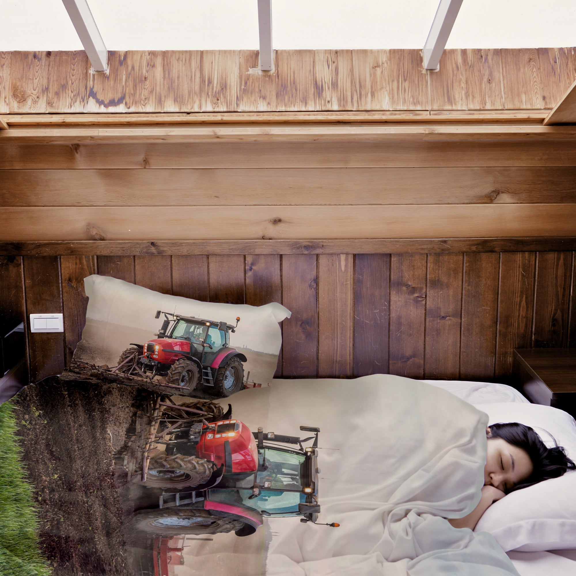 Original therapy blanket - cotton cover with large tractor