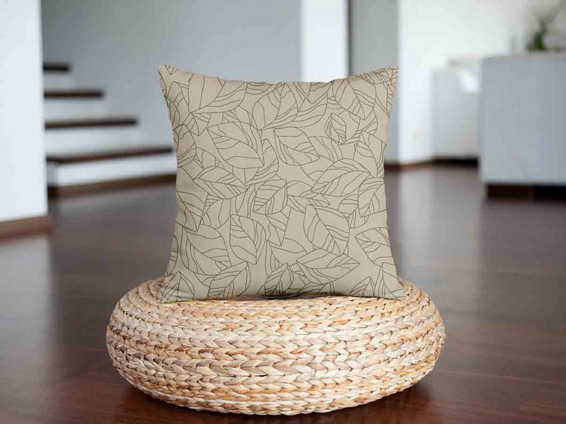 Health pillow beige with black leaf pattern