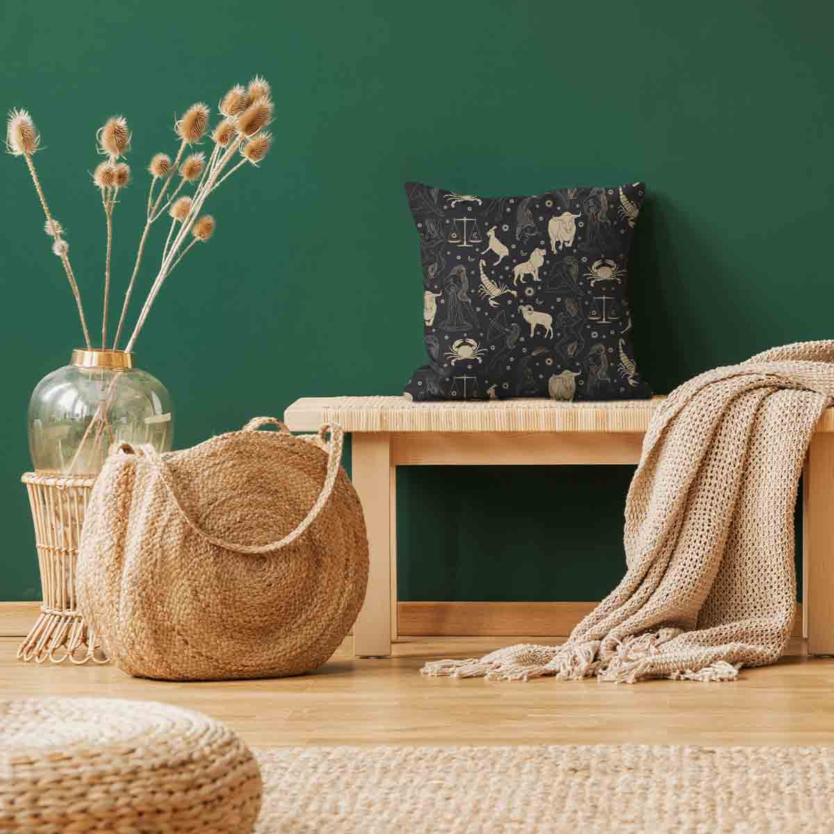 Health Pillow Black Constellations