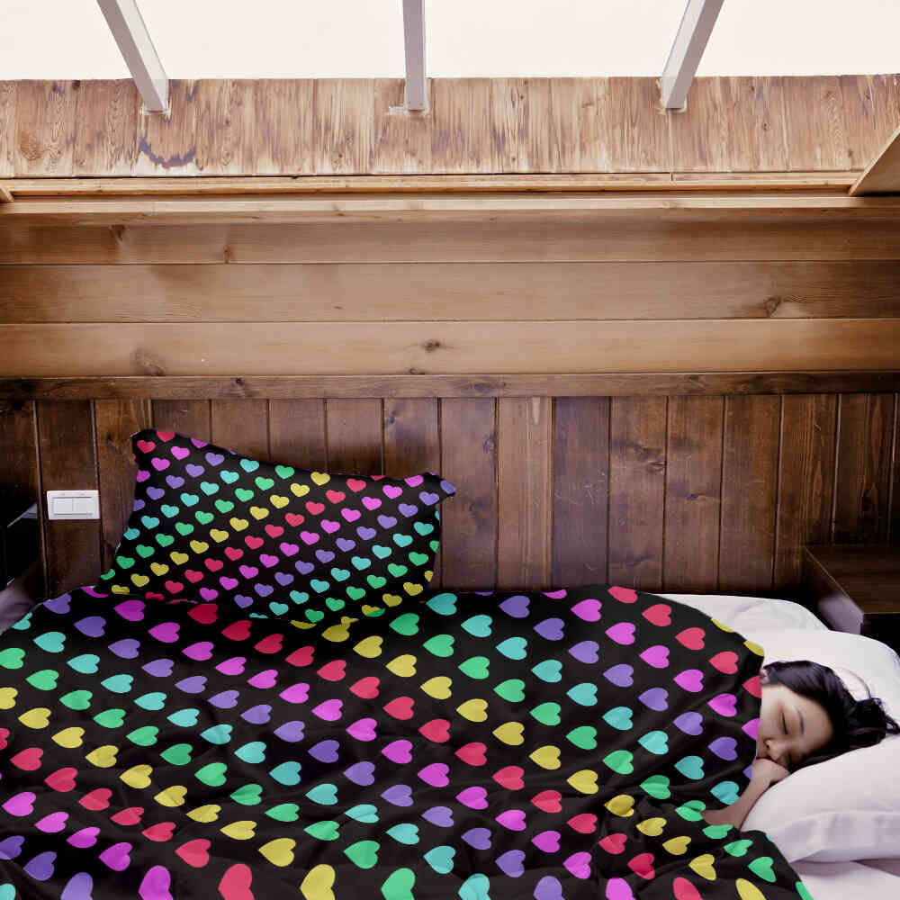 Therapy blankets bedding set colorful hearts