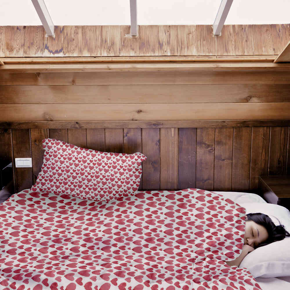 Therapy blankets bedding set red hearts