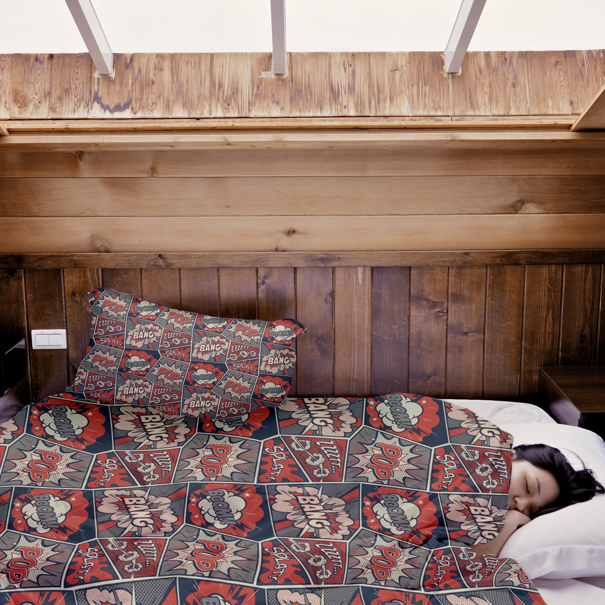 Therapy blankets bedding set red with comic