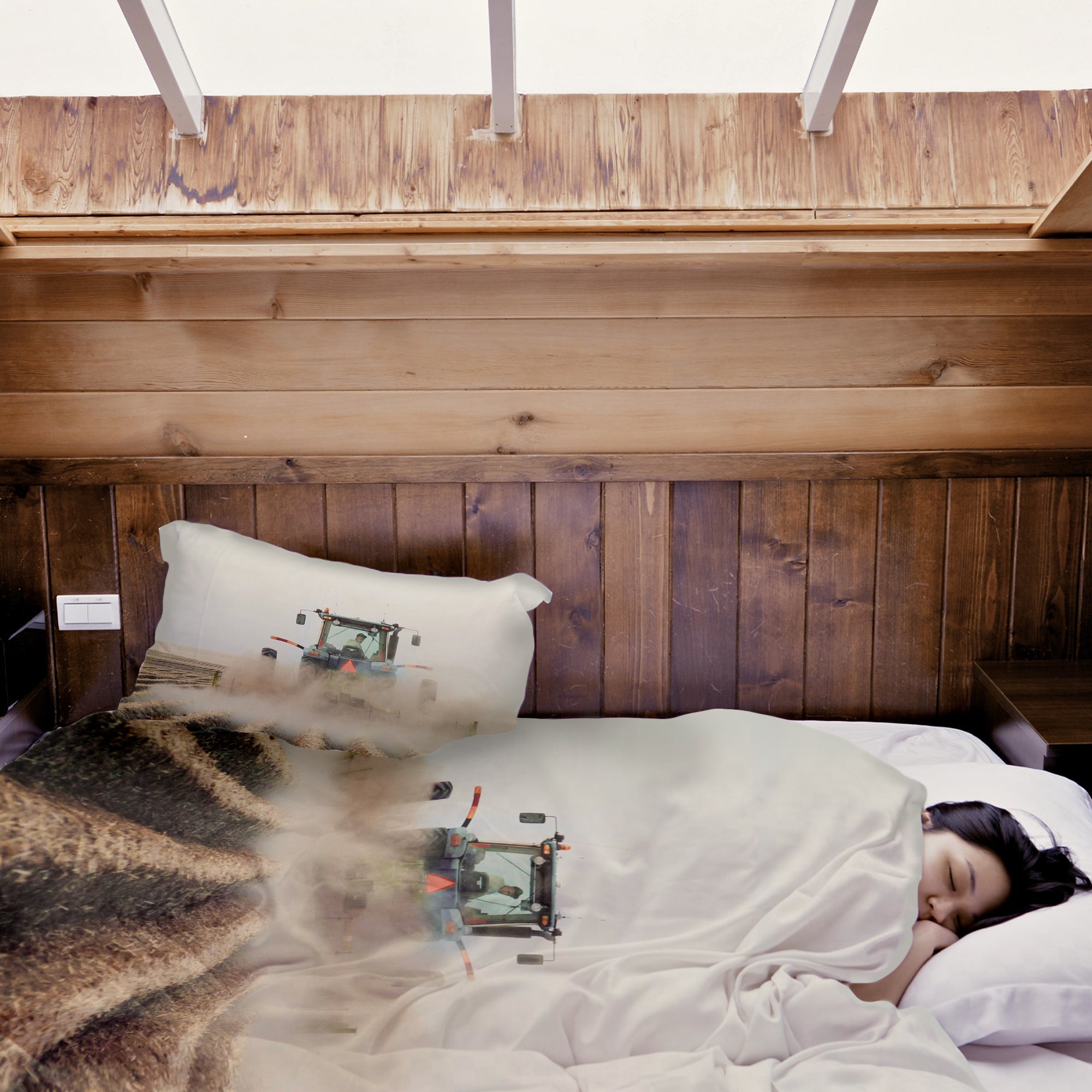 Therapy blankets bedding set tractor in action