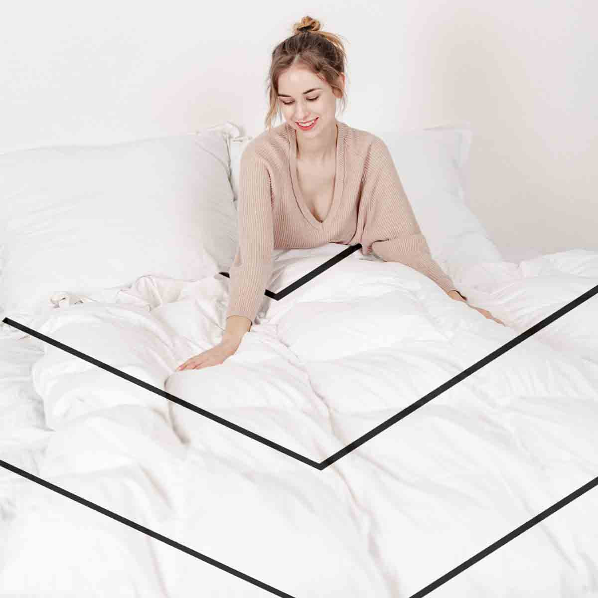 Ensemble de linge de lit avec couverture thérapeutique blanc avec zigzag noir