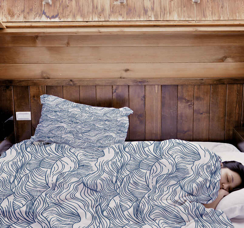 Original therapy blanket - cotton cover waves in blue