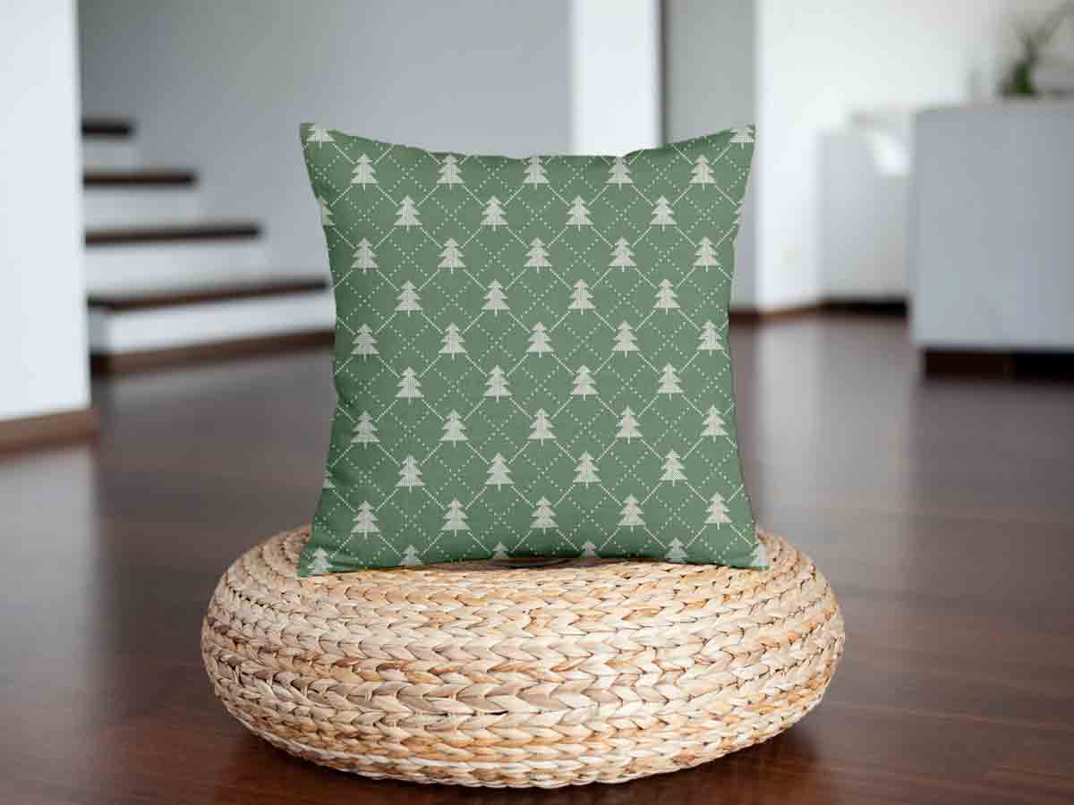 Coussin de santé vert avec des sapins