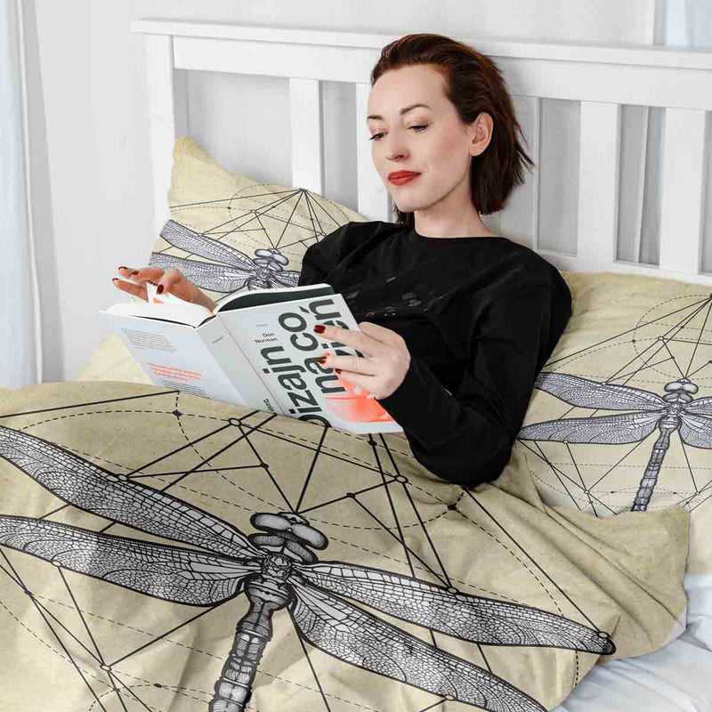 Original therapy blanket - cotton cover yellow with dragonfly