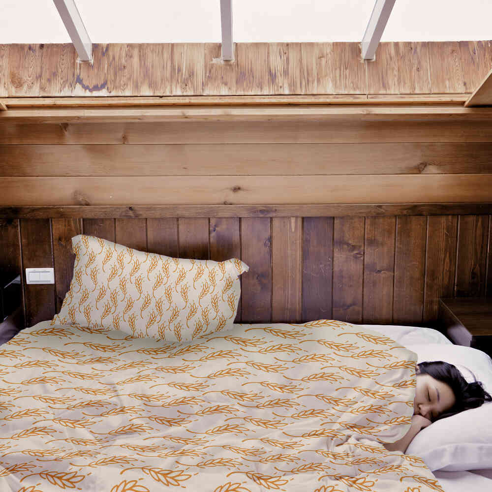Couette thérapeutique Ensemble de literie blanc avec blé jaune