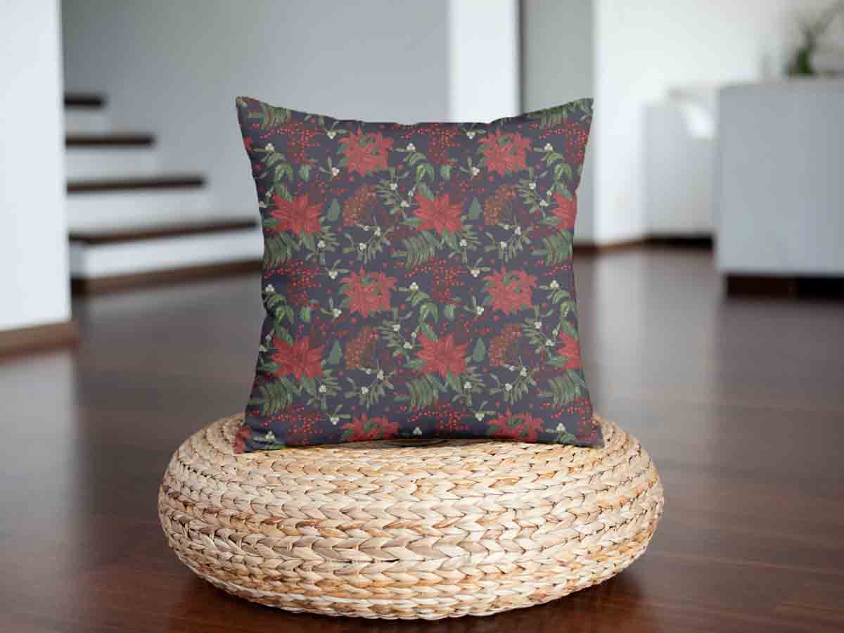 Health pillow with red poinsettia