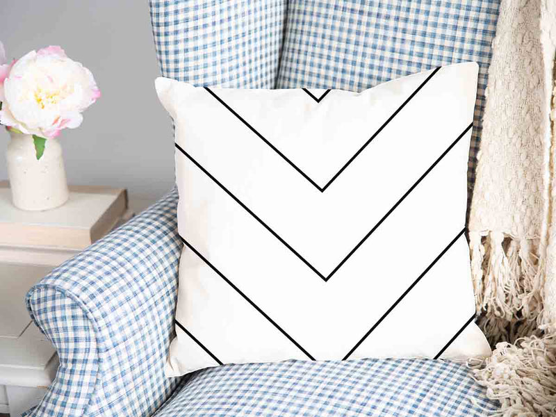 Health pillow white with black zigzag