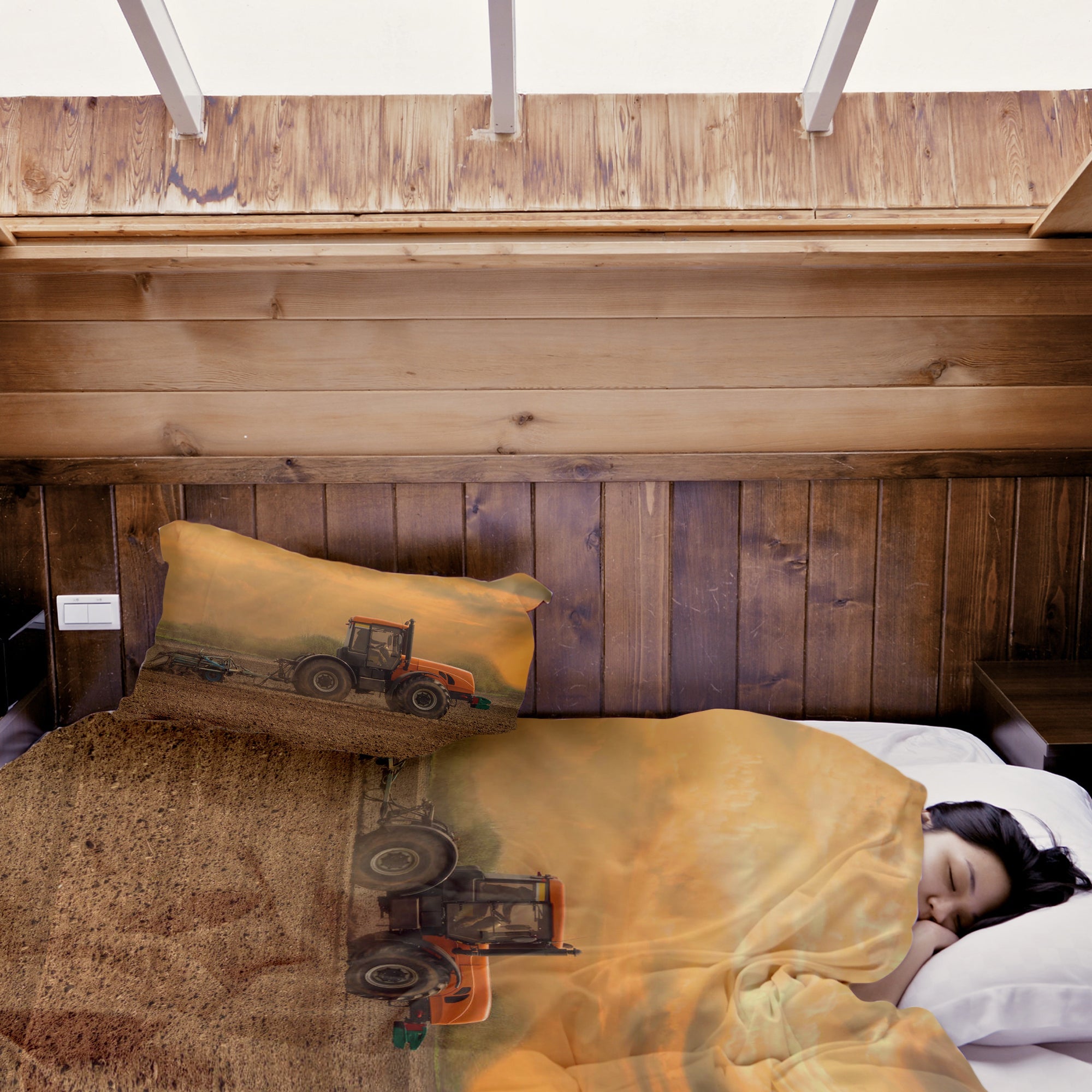 Therapy blankets bedding set tractor with trailer