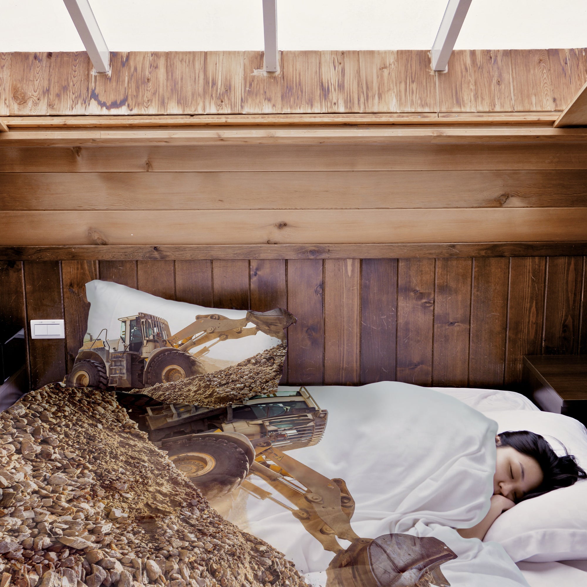 Original therapy blanket - cotton cover tractor on the mountain