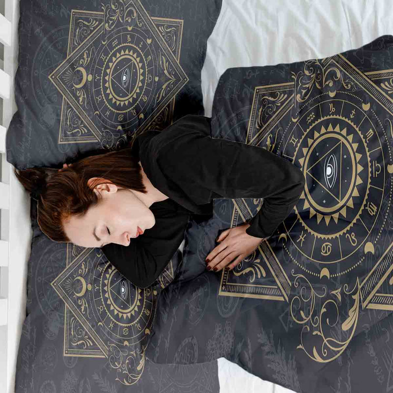 Therapy Blanket Bedding Set Black Mystic Mandala