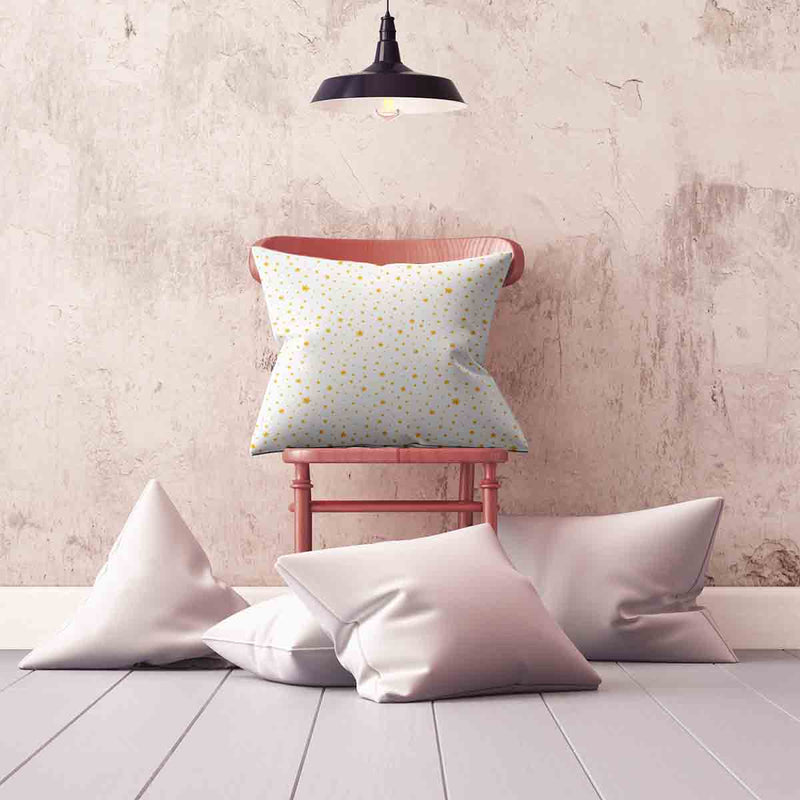Health pillow, white with yellow stars.