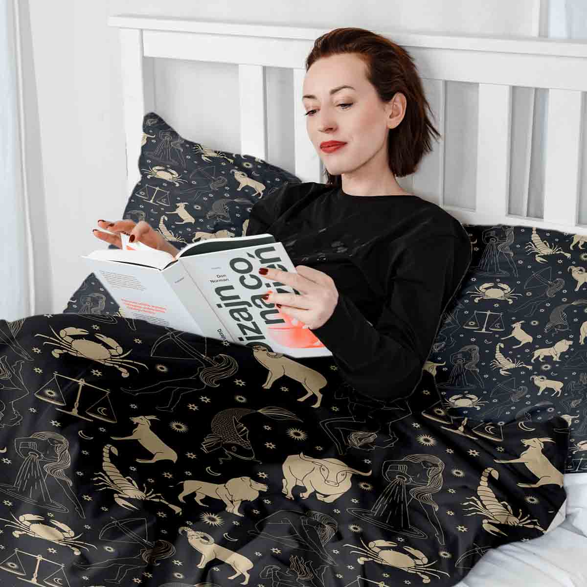 Original therapy blanket - cotton cover black star constellations