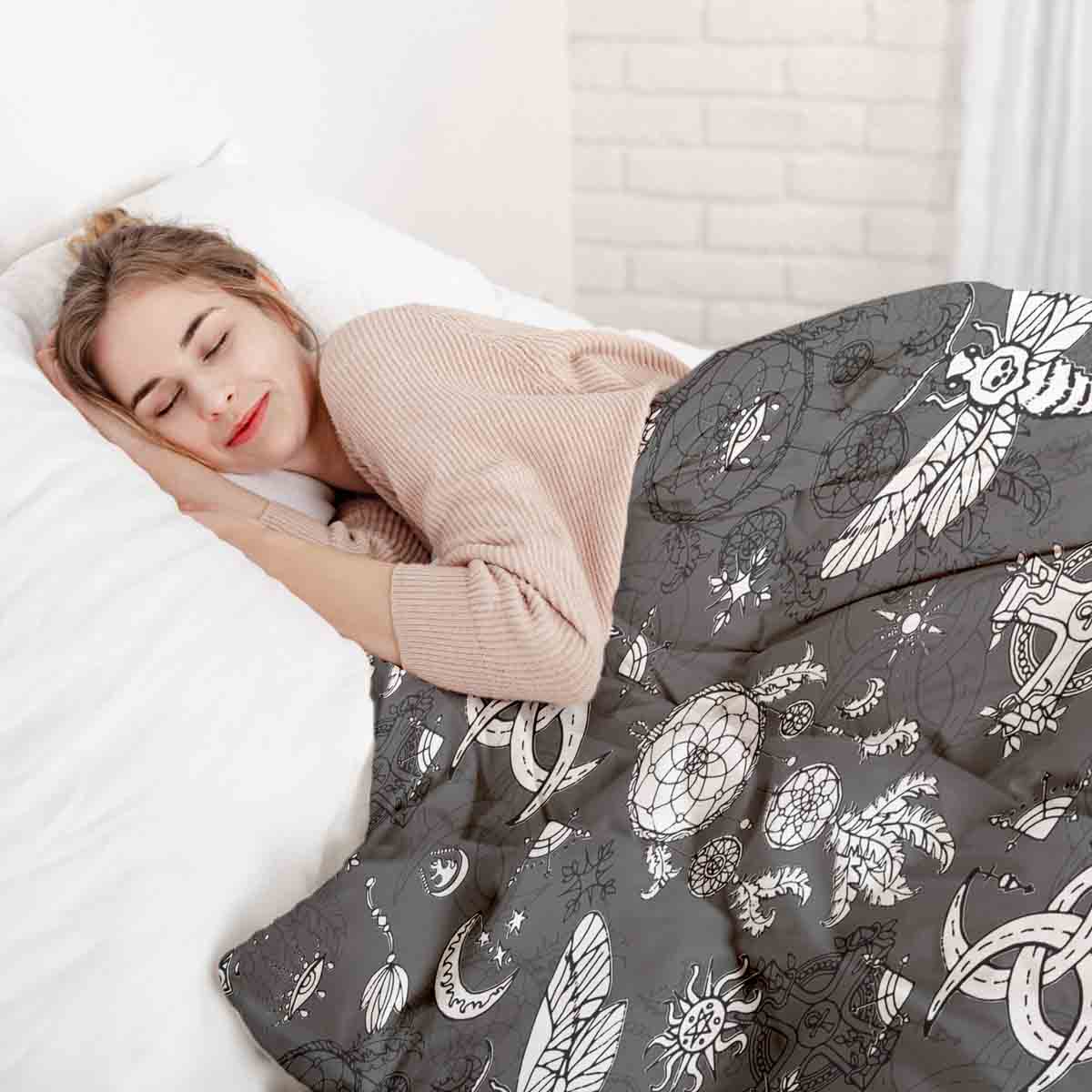 Original therapy blanket - cotton cover black creepy dragonfly