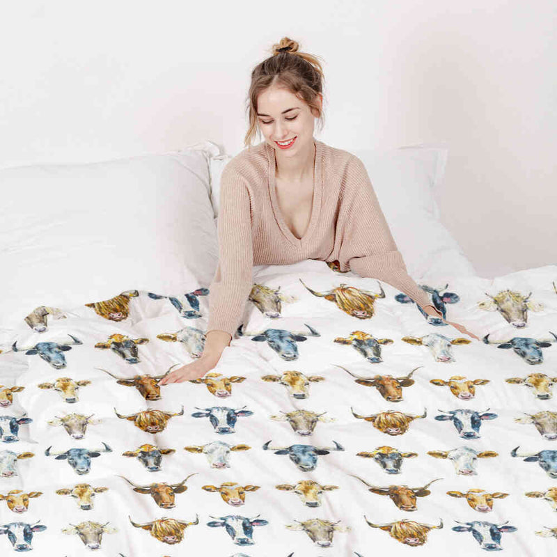 Original therapy blanket - cotton cover white with bull heads