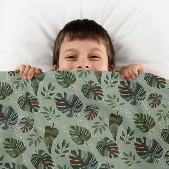 Couverture thérapeutique originale - Housse en coton Monstera sombre