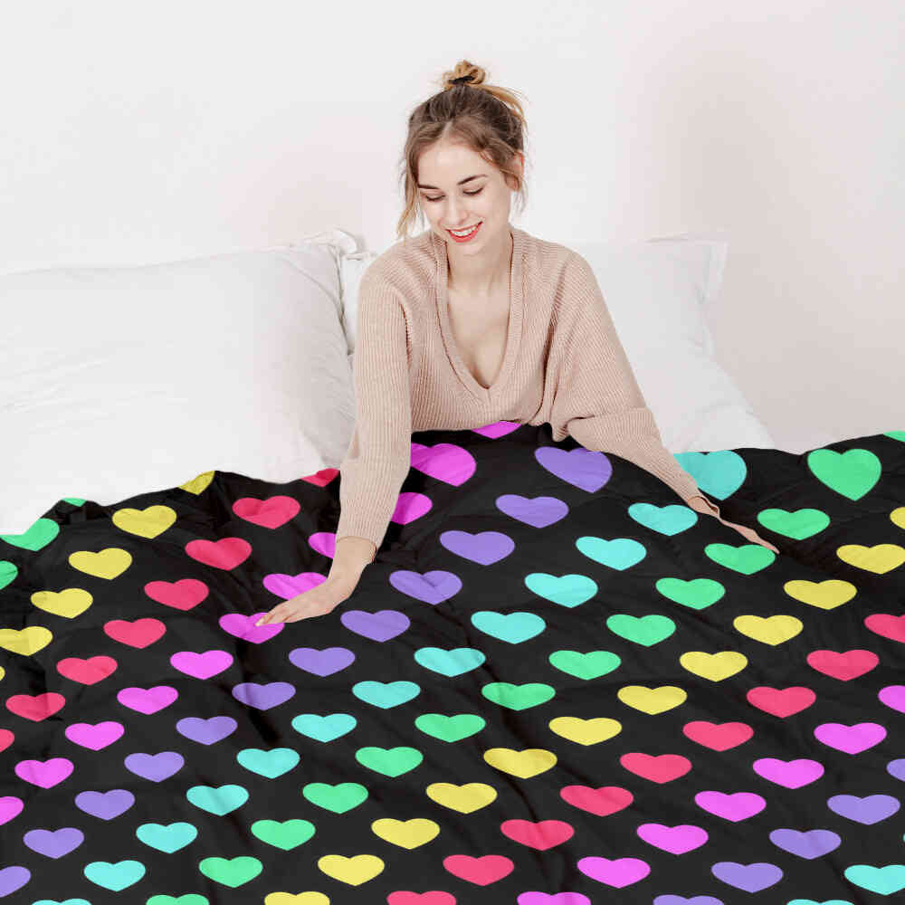 Original therapy blanket - cotton cover colorful hearts