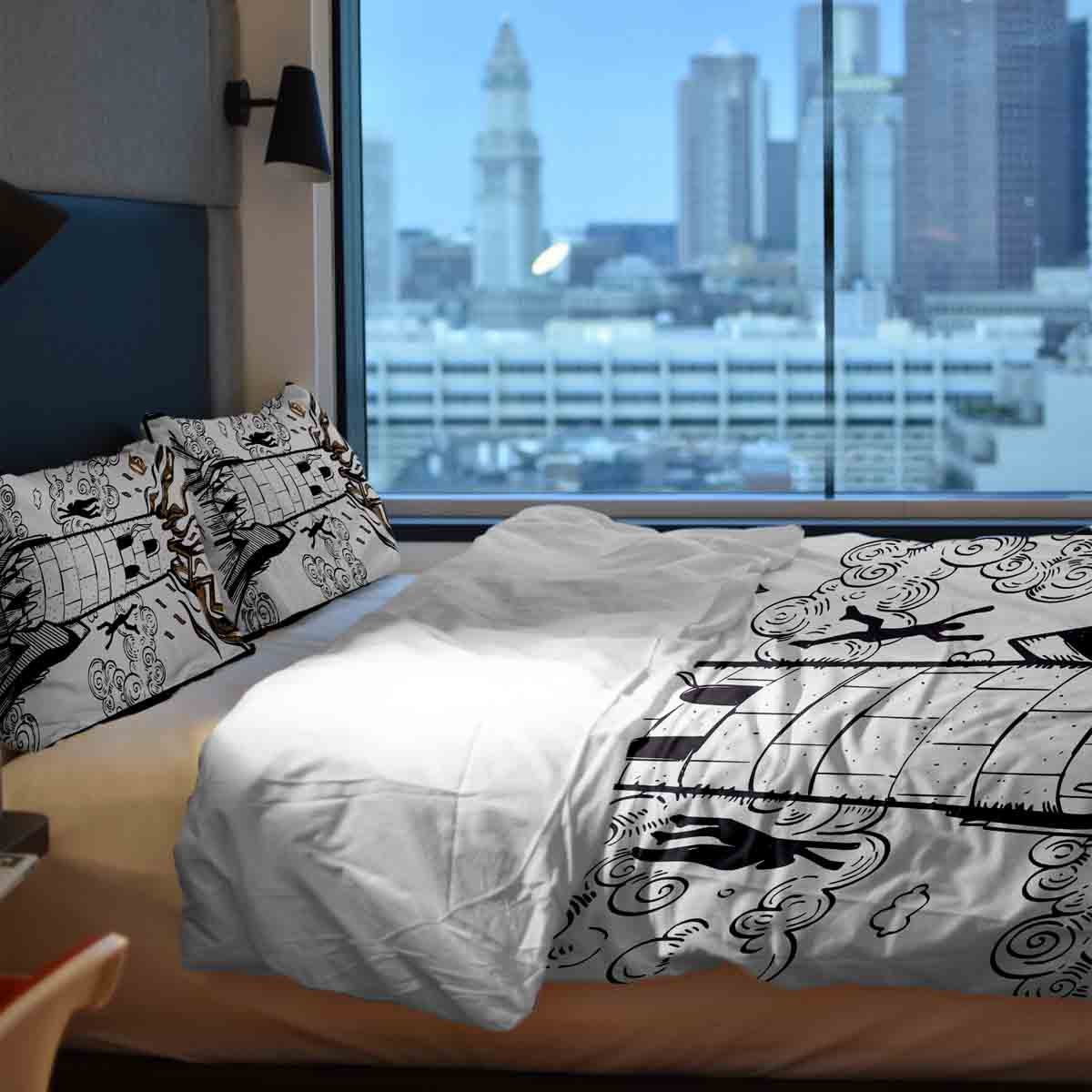 Couverture thérapeutique originale - Housse en coton blanc avec tour
