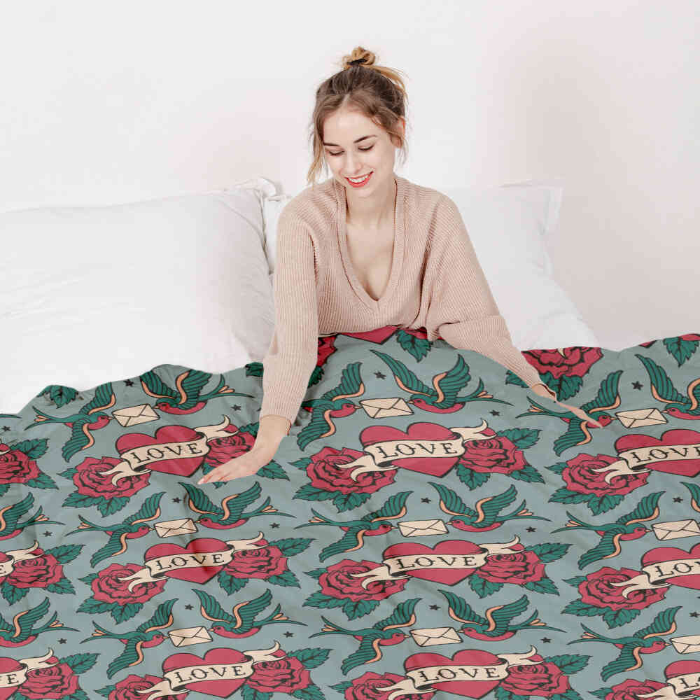 Ensemble de linge de lit avec couverture thérapeutique Love Tattoo