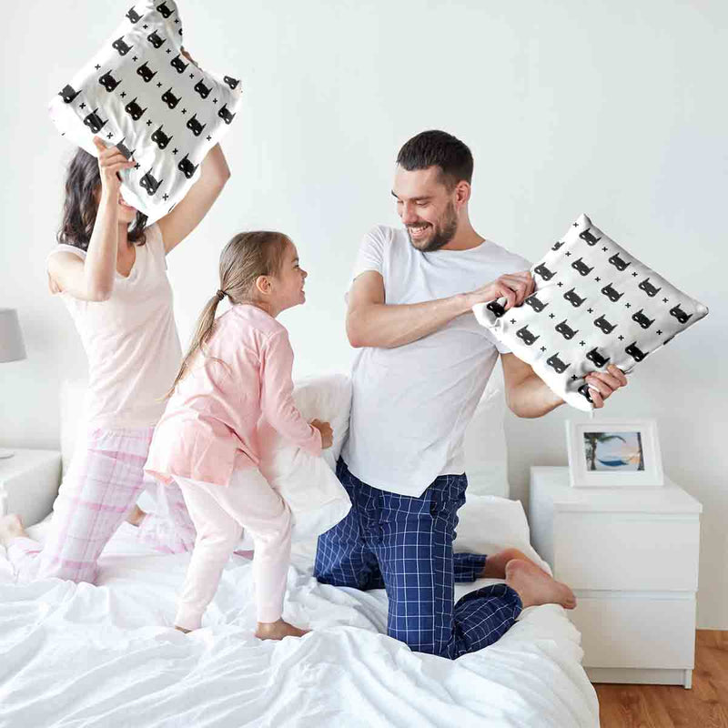 Health pillow, white with cat mask.