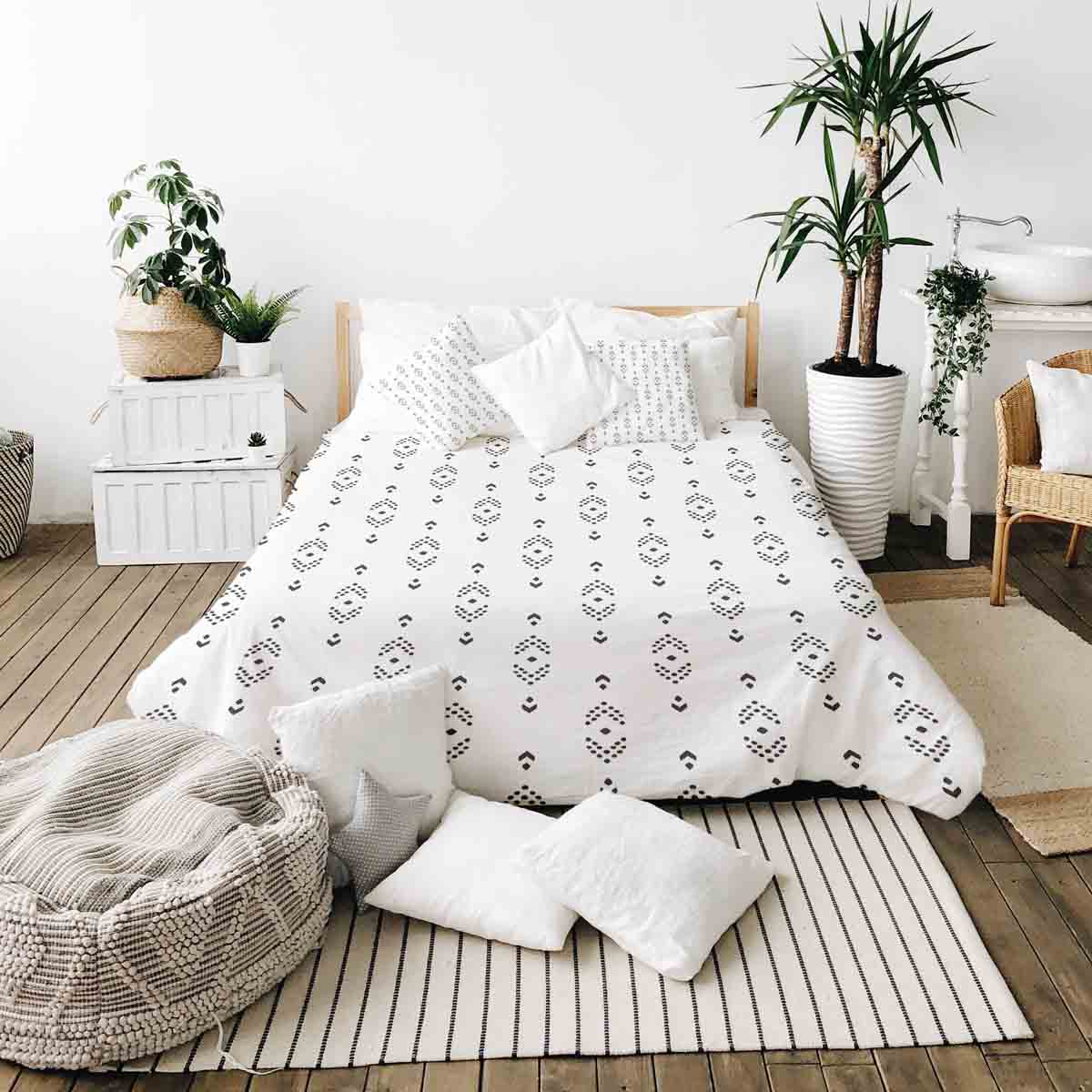 Couverture thérapeutique originale - Housse en coton blanc avec motif flèche noire