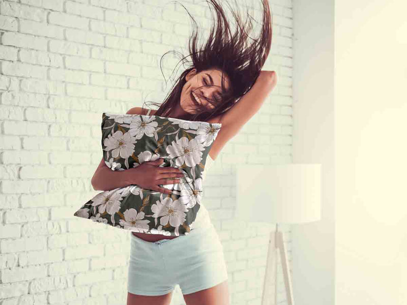 Health pillow with pink aster flowers