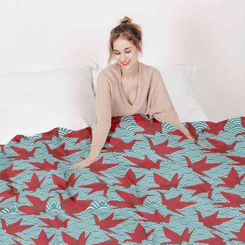 Original therapy blanket - cotton cover red origami