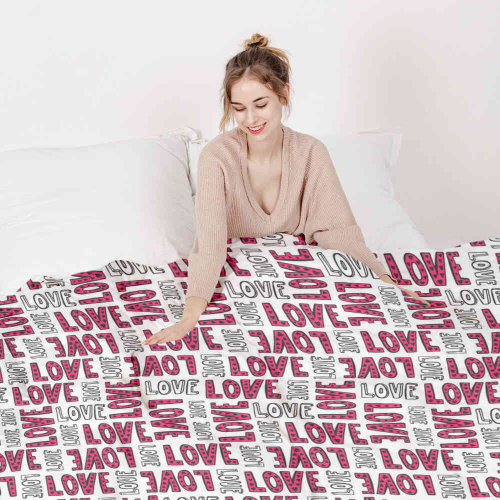 Couette de thérapie Ensemble de literie blanc L.O.V.E