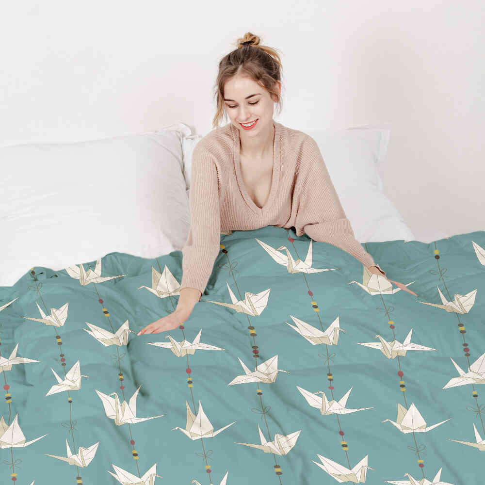 Couverture thérapeutique originale - Housse en coton Housse Origami Cygne
