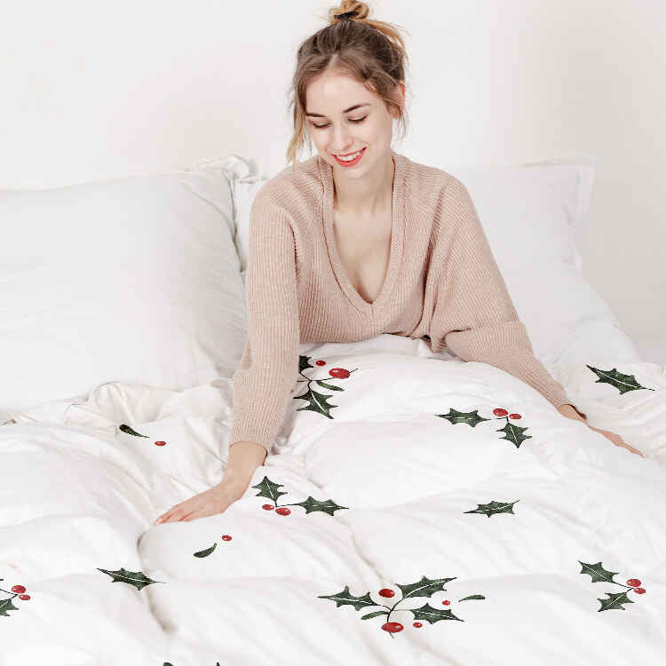 Couverture thérapeutique originale - Housse en coton blanc Branches de gui