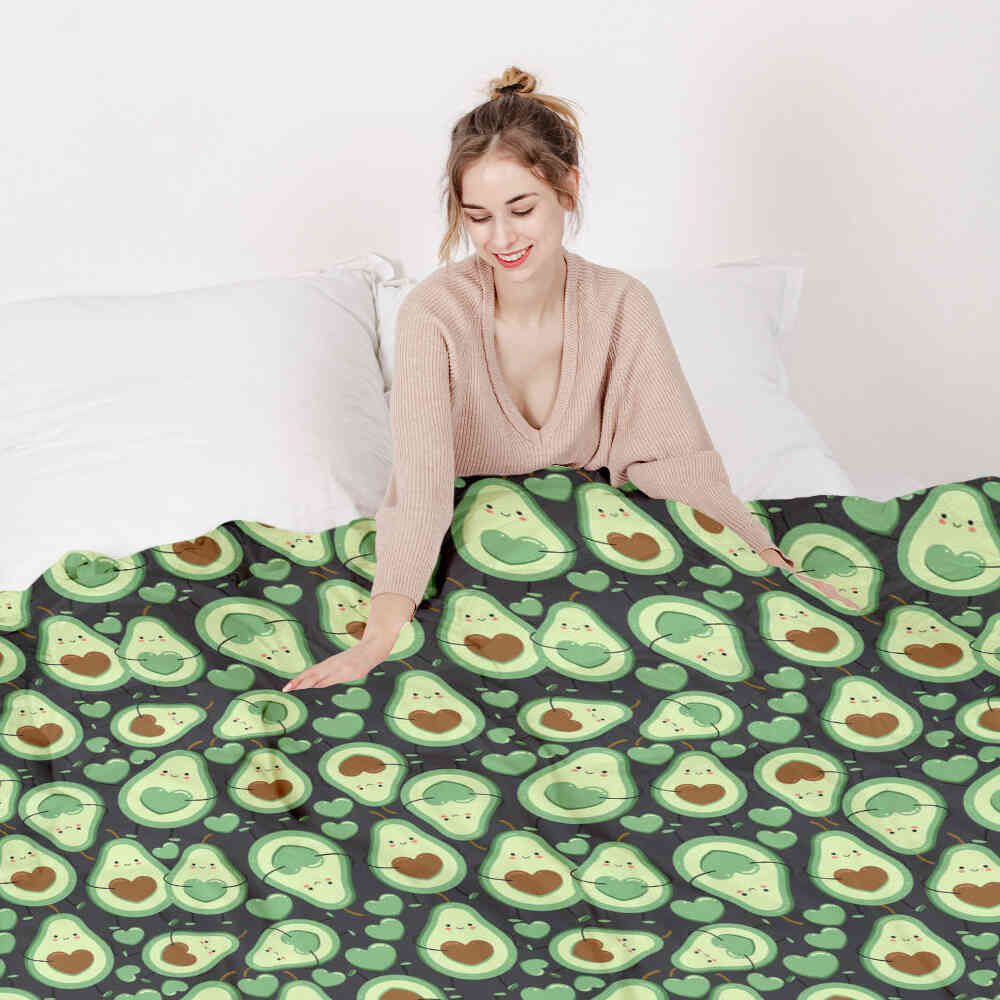 Therapy blankets bedding set green avocados