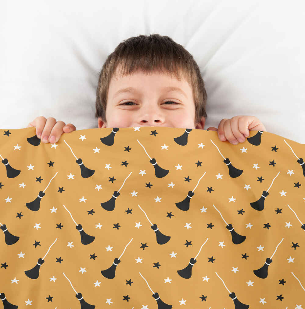 Therapy blankets bedding set orange with Potter's broom