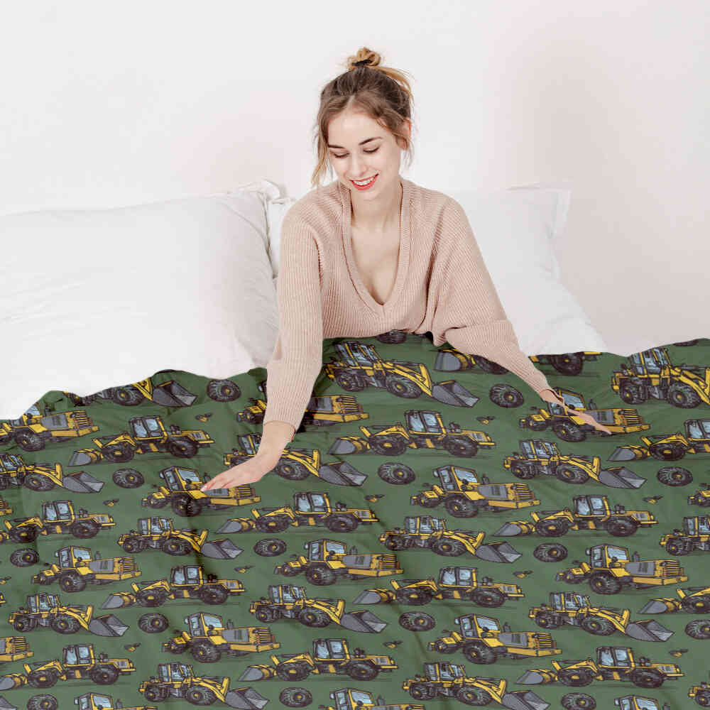 Original therapy blanket - cotton cover green tractor