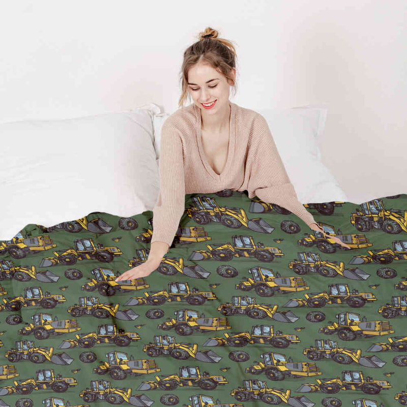 Original therapy blanket - cotton cover green tractor