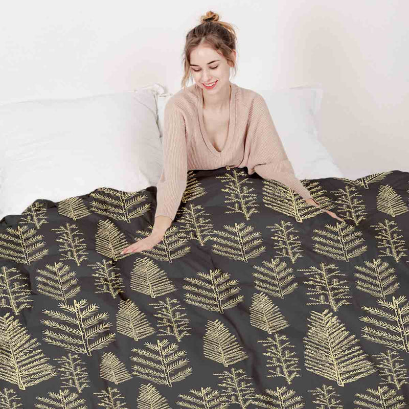 Therapy blankets and bedding set with forest motif.