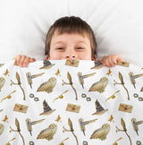 Original therapy blanket - cotton cover white with owls
